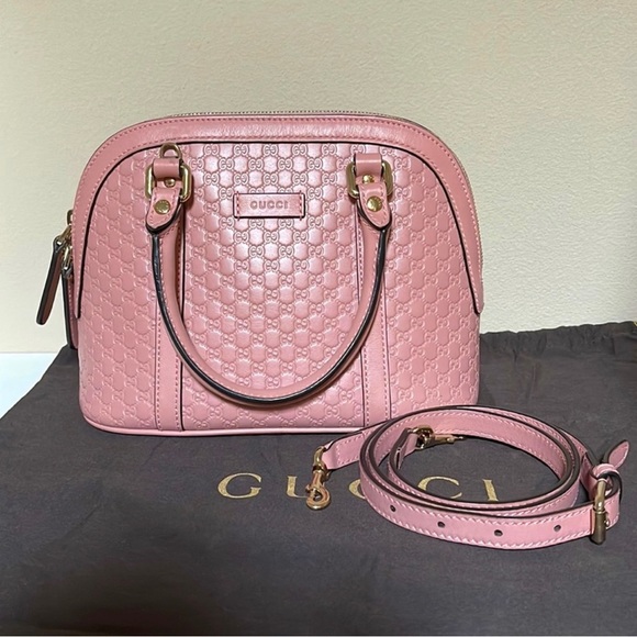 Gucci Mini Dome Micro Guccissima Leather Shoulder Bag Pink